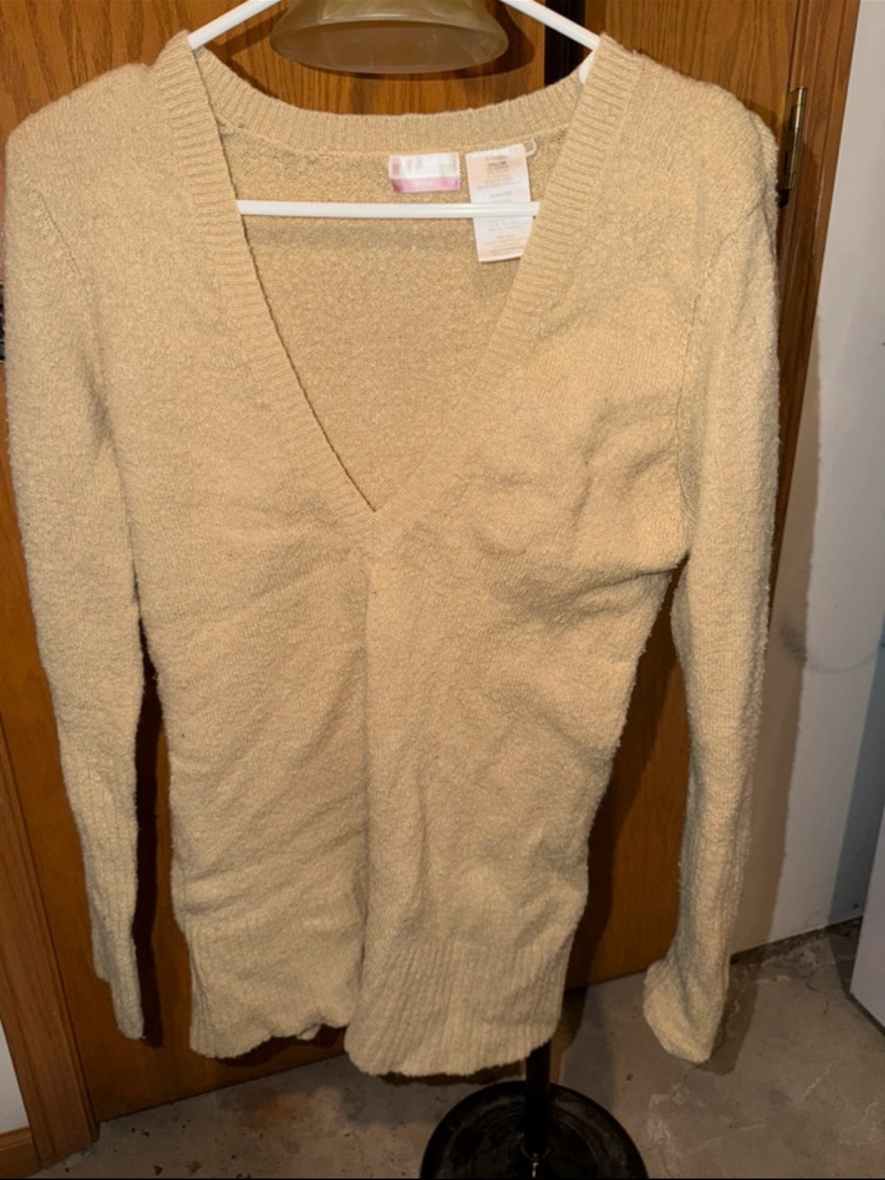 No Boundaries Cream V‑Neck Cozy Knit Sweater